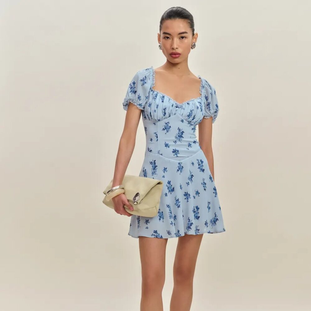 Reformation Ondine Dress Blue - Size 6